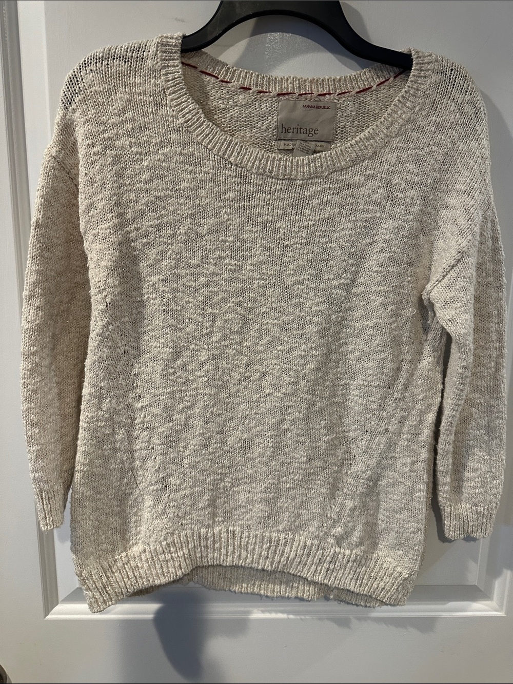 Banana Republic heritage Cream Scoopneck Lightweight Sweater Italian yarn